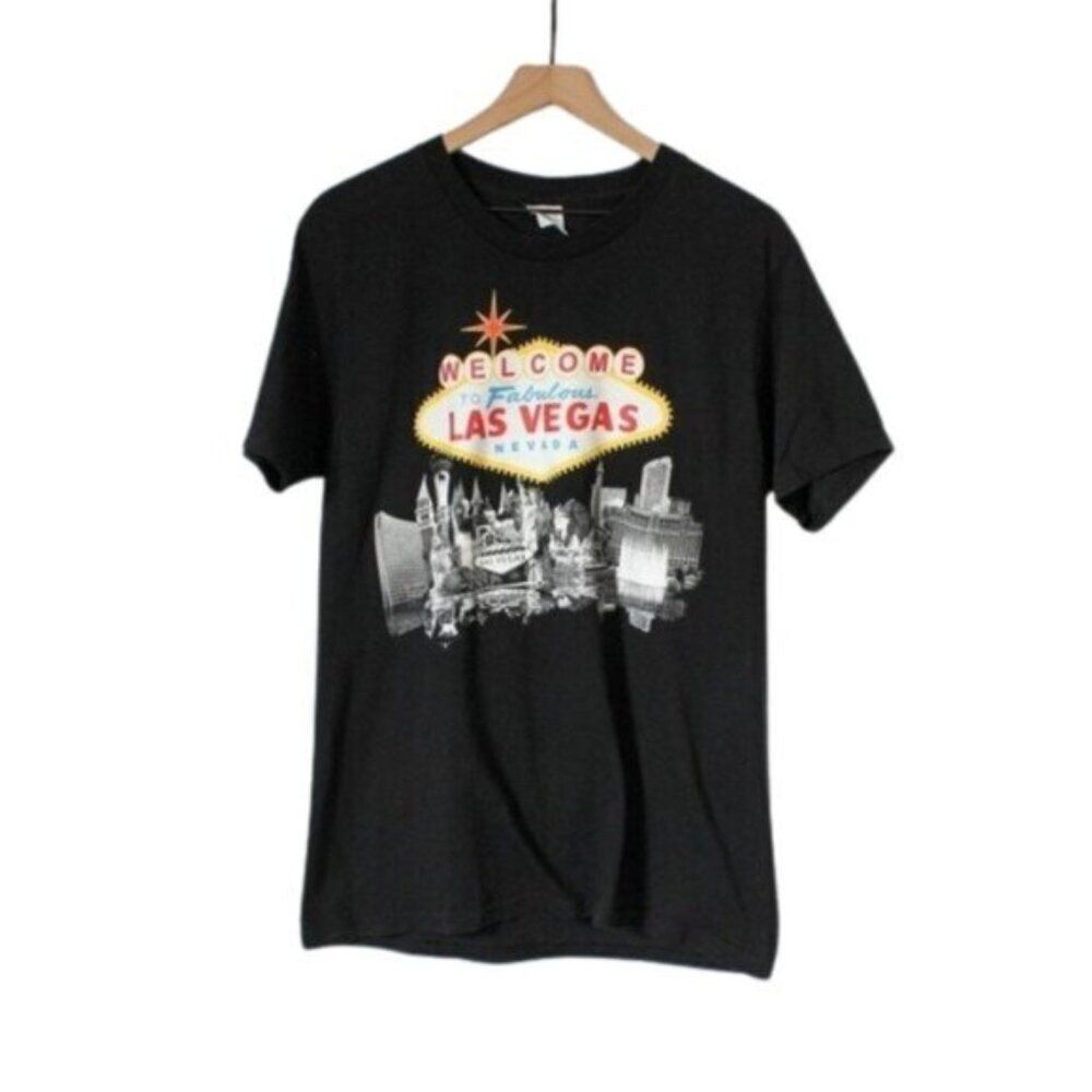 Vintage Las Vegas Graphic Cotton Oversized Short Sleeved Tee Large
